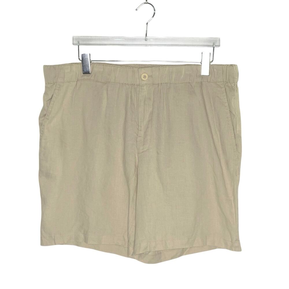 Quince Womens 100% European Linen Shorts XL NEW Driftwood Beige Pull On